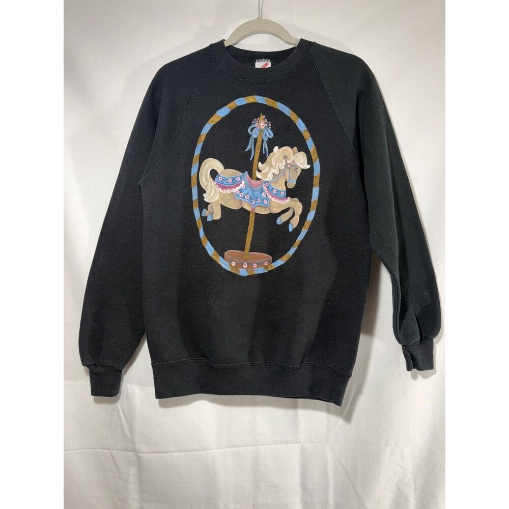 Vintage 80s 90s Jerzees USA L Carousel Horse Graphic Crewneck Sweatshirt